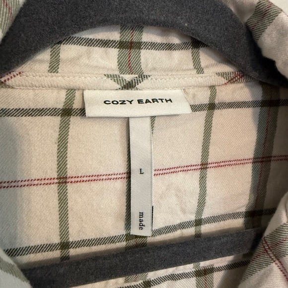 Cozy Earth Womens Plaid Sleep Shirt Top Pajama Button Front‎ Long Sleeve Large - Picture 3 of 4